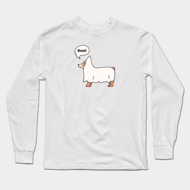 Ghost corgi - Boo! Long Sleeve T-Shirt by OgyDesign